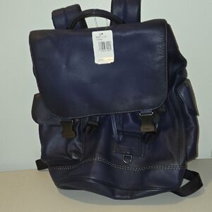 Coach Dark Blue Leather Backpack